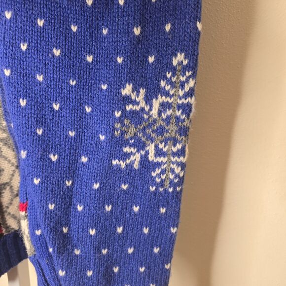 VTG Woolrich Women’s M Handframed Royal Blue Snowman Winter Wool Knit Cardigan - Picture 11 of 16
